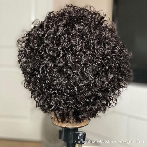 Sunlight 13x2T-part human hair glueless lace front wig pixie curly short human hair wigs for african women